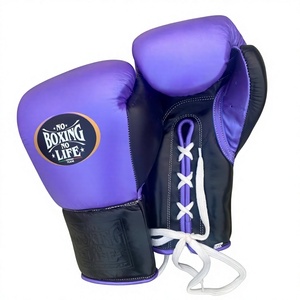 No Boxing No Life Guantes de Cuero Genuino de Piel de Vaca Estilo Mexicano con Cordones Ligeros que Absorben la Humedad para Entrenamiento y Sparring - Product Image 1