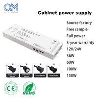 Alimentation à découpage 100W en plastique blanc, driver LED 12V/24V pour meubles, armoires et placards avec prise
