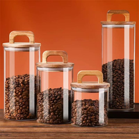 Frascos de Vidrio de Borosilicato de Alta Calidad para Cosméticos, Frascos Redondos Herméticos de Vidrio para Almacenar Granos de Café con Tapa de Bambú, para Exhibición de Té y Uso en la Cocina