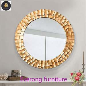 Venta al por mayor de Espejos de decoración de pared de muebles de madera pintados en oro Espejo de pared dorado Espejos Miroir Muebles Meubles Mobles - Product Image 3