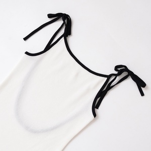 Mini-robe blanche unie à lacets et bretelles, dos évidé, décontractée, tricotée, respirante, pour femme, idéale pour l'été - Product Image 4