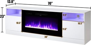 Meuble TV avec cheminée <span class=keywords><strong>électrique</strong></span>, support TV 75 pouces avec cheminée intégrée, support TV moderne avec télécommande - Product Image 3