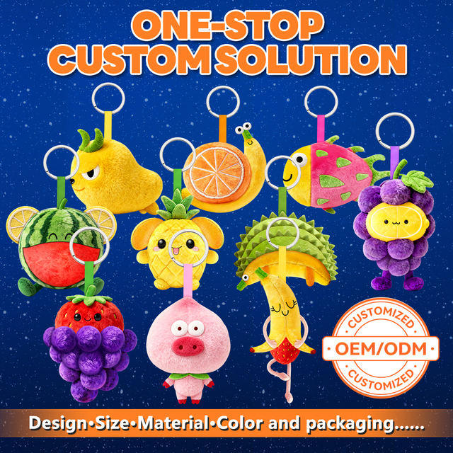Custom ASTM EN71 Certified Kawaii Funny Creative Mascot Hybrid Fruit Shape Soft Plushies Mini Stuffed Fruit Toy Keychain