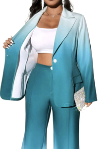 KY Gradient Jacket Work Suits Set <span class=keywords><strong>para</strong></span> mujer Flare Leg Pantalones <span class=keywords><strong>formales</strong></span> <span class=keywords><strong>para</strong></span> damas - Product Image 4
