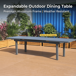<span class=keywords><strong>Table</strong></span> de pique-nique extensible d'extérieur Alibaba en aluminium imperméable pour <span class=keywords><strong>10</strong></span>-<span class=keywords><strong>12</strong></span> <span class=keywords><strong>personnes</strong></span> – Offre spéciale - Product Image 1