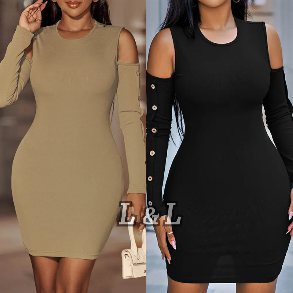 Fall 2023 Women Clothes New Design Oversized Formal Women Dress Solid Color Midi Dresses Tight Waist Pencil Casual Women's Dress