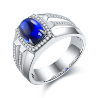 2.96CT saphir taille ovale 3.6CT bijoux en argent sterling pierres précieuses cultivées en laboratoire bagues bague de fiançailles pour hommes