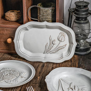 Assiette occidentale de luxe à motifs français, assiette plate pour steak, assiette à dessert en céramique, assiette de petit-déjeuner, magnifique vaisselle - Product Image 3