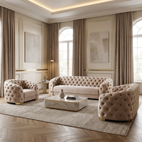 Ensemble de canapés en velours de luxe classique, style européen moderne, canapé sectionnel capitonné carré rembourré en éponge pour salon