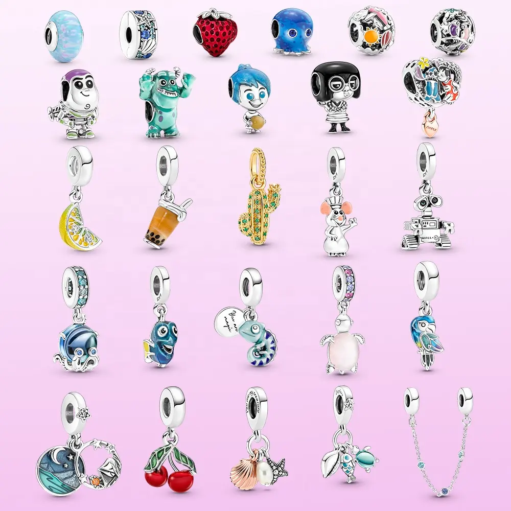 2022 Baru Seri Pixar Perak Murni Dolly Charm Wall-e Manik-manik Cocok Pandoraer Gelang & Gelang DIY Perhiasan Hadiah Hari Anak-anak