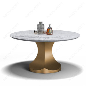 Mode à la mode en acier inoxydable or ou noir nickel base <span class=keywords><strong>table</strong></span> à <span class=keywords><strong>manger</strong></span> en marbre pour meubles de maison de luxe - Product Image 3