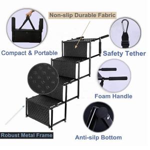 Escalier pour animaux de compagnie <span class=keywords><strong>portable</strong></span> à 4 marches en tissu Oxford moderne, motif animal de luxe, pliable, pour voiture, DC-DC, voyage en plein air, écologique - Product Image 2