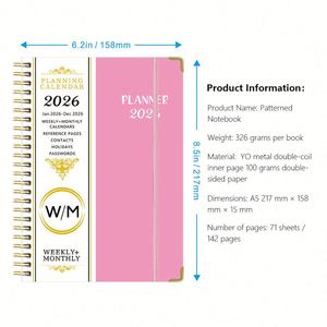 2026 Custom <b>Weekly</b> Planner Notebook with Hard Cover Spiral Bound Design Your Planner - Product Image 2