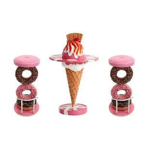 Mesa y sillas de fibra de vidrio para decoración del mercado, mobiliario para helados y donuts, gran oferta - Product Image 1