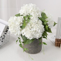 Arrangement floral d'hortensias S-0017 Real Touch, nouveaux hortensias artificiels en latex vert et blanc pour la décoration de mariage et de la maison