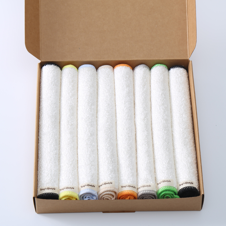 Цветные полотенца из бамбукового волокна для мытья кухонной посуды, антипригарные салфетки для удаления масла и масла