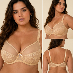 Sujetador de soporte completo para mujer con encaje floral transparente y tirantes traseros ajustables - Product Image 2