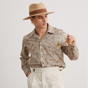 <span class=keywords><strong>Camisa</strong></span> con estampado floral de algodón RTS/OEM 100% para hombre, <span class=keywords><strong>camisa</strong></span> informal con estampado vintage y <span class=keywords><strong>cuello</strong></span> cubano, <span class=keywords><strong>camisa</strong></span> de estilo <span class=keywords><strong>italiano</strong></span> para hombre - Product Image 1