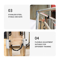 Equipo Profesional de Fitness en Roble para Club de Yoga Cama Reformer de Pilates con Torre y Medio Trapecio para Estiramiento