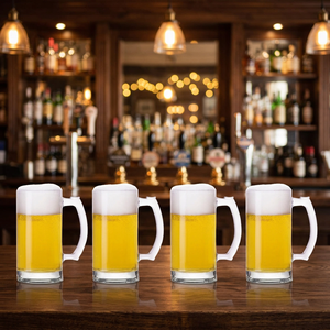 Chope à bière en verre transparent de 500 ml avec base épaisse et poignée, verre à bière durable de qualité supérieure - Product Image 2