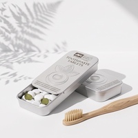 Petite boîte en étain à couvercle coulissant pour comprimés de dentifrice, 30, 40, 50, 60 unités, conteneur rechargeable, voyage, écologique