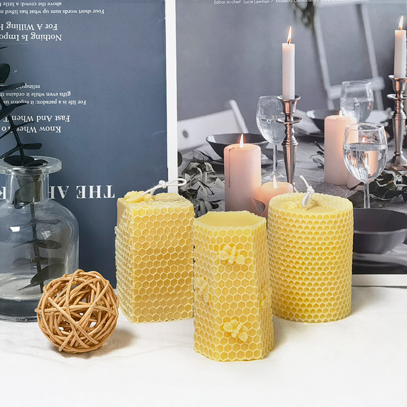 Set Per Candele Fai Da Te In Cera D'api - 200g Di Cera, Stampo In Silicone, 5 Stoppini In Canapa, HappBee