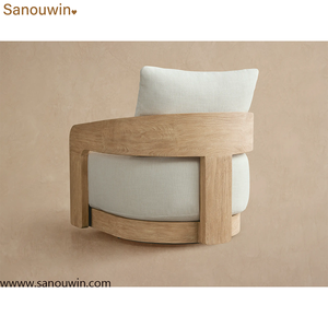 Fauteuil d'<span class=keywords><strong>extérieur</strong></span> pivotant <span class=keywords><strong>en</strong></span> teck avec coussin à séchage rapide, résistant aux intempéries, pour terrasse - Product Image 4