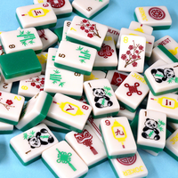 Desain baru buatan tangan Mahjongg Set permainan Monogram Logo berlapis hijau ubin Mahjong
