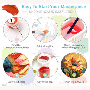 Sunflowers Still Life Painting by Numbers with <strong>Frames</strong> Brushed Acrylic <strong>Paint</strong> Eco-friendly Linen Canvas Rectangle for Home Decor - Product Image 5