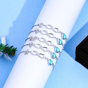 Personalized Women <b>Infinity</b> Initial <b>Bracelet</b> 26 Alphabet Letter Charm Silver Plated Blue Heart Crystal <b>Bracelet</b> Custom Jewelry - Product Image 1
