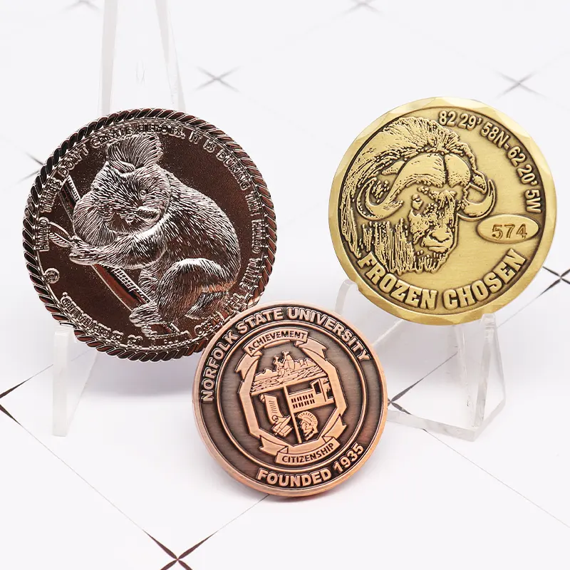 Monedas de desafío de Metal chapadas en cobre, antiplata, antioro, sin color, fundidas a presión personalizadas de alta calidad