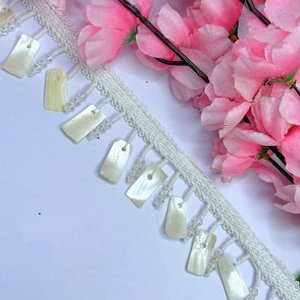 ลูกไม้ปักเลื่อมแบบสั่งทำพิเศษ ผ้าฝ้ายแท้ 100% แต่งขอบตกแต่งสำหรับชุดเจ้าสาว ชุดเลเฮนกา และชุดสไตล์ตะวันตก - Product Image 3