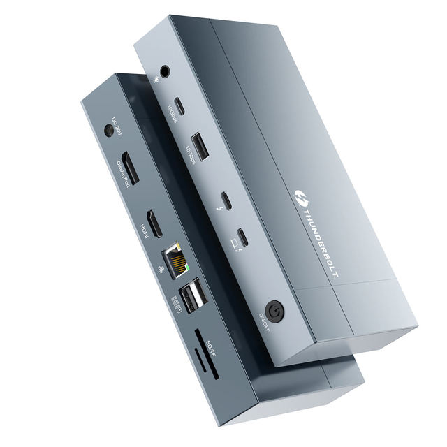 13-in-1 Thunderbolt 4 Docking Station | Dual 4K Display HDTV/DP, 10Gbps USB, 100W PD, M.2 NVMe SSD, SD/TF, Gigabit LAN, Audio