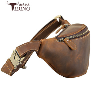 Tiding Men's Genuine Leather Waist <b>Bag</b> Vintage Style Outdoor Casual Crossbody <b>Bag</b> 3021 - Product Image 4