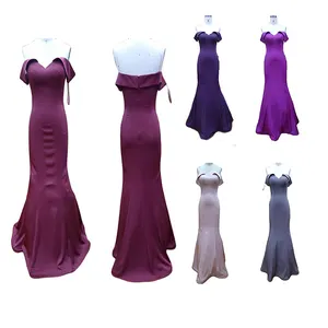 bodycon पोशाक ट्रेन Suppliers-नीचे मूल्य रंगीन विकल्प बंद कंधे सुरुचिपूर्ण डिजाइन bodycon महिलाओं मरमेड लंबी शाम पोशाक स्वीप ट्रेन के साथ