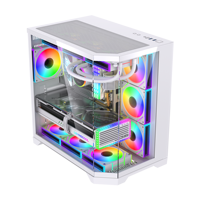 LOVINGCOOL Boîtier PC Grand Format avec Écran d'Affichage pour Divertissement, Boîtier Cube en Verre Vue sur Mer, Tour ATX pour Ordinateur de Jeu, Compatible Refroidissement Liquide