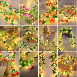 Guirnalda iluminada con LED con diseño floral <span class=keywords><strong>de</strong></span> vid rosa para Decoración <span class=keywords><strong>de</strong></span> mesa Luces <span class=keywords><strong>de</strong></span> cadena con energía solar para el hogar - Product Image 2