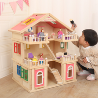 Villa princesse en bois pour enfants pour maison de poupée filles jouer maison Simulation avec boîte de couleur emballage semblant jouer et cadeau préscolaire