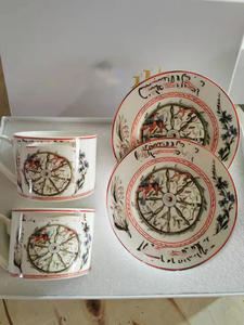 Tasses à café et soucoupes en porcelaine fine à motif lune de haute qualité - Product Image 5