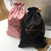 Sac d'emballage à cordon en satin de luxe pour extensions de cheveux naturels, pochette anti-poussière en satin de soie pour perruques, sac de rangement pour chapeaux et casquettes