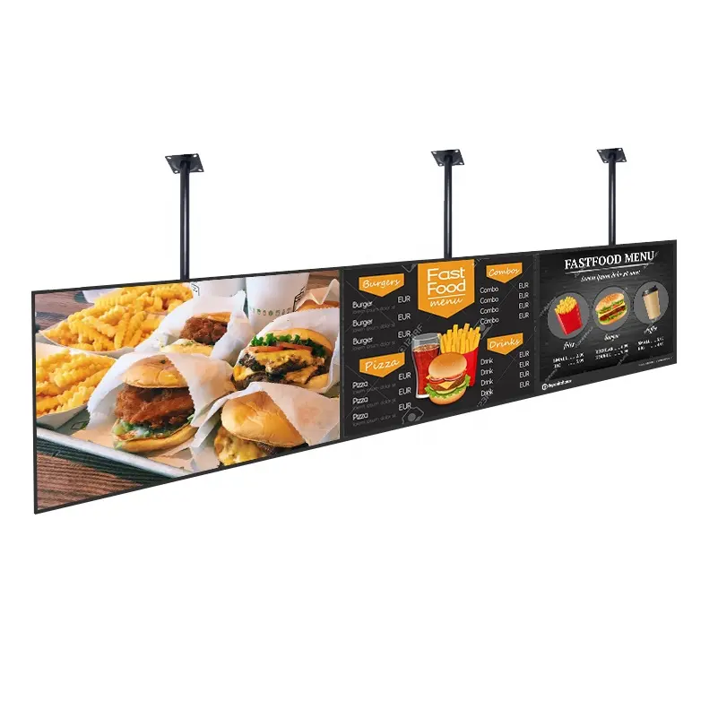 IRTECH wholesale wall mounted or ceiling hanging easy use shop advertising display dedicated restaurant digital menu tv screen