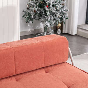 Sofá Cama Plegable Moderno con Armazón Metálico Naranja, Sillón Futón Convertible en Sofá de Piso con Colchón para Sala de Estar y Uso en Hoteles - Product Image 4
