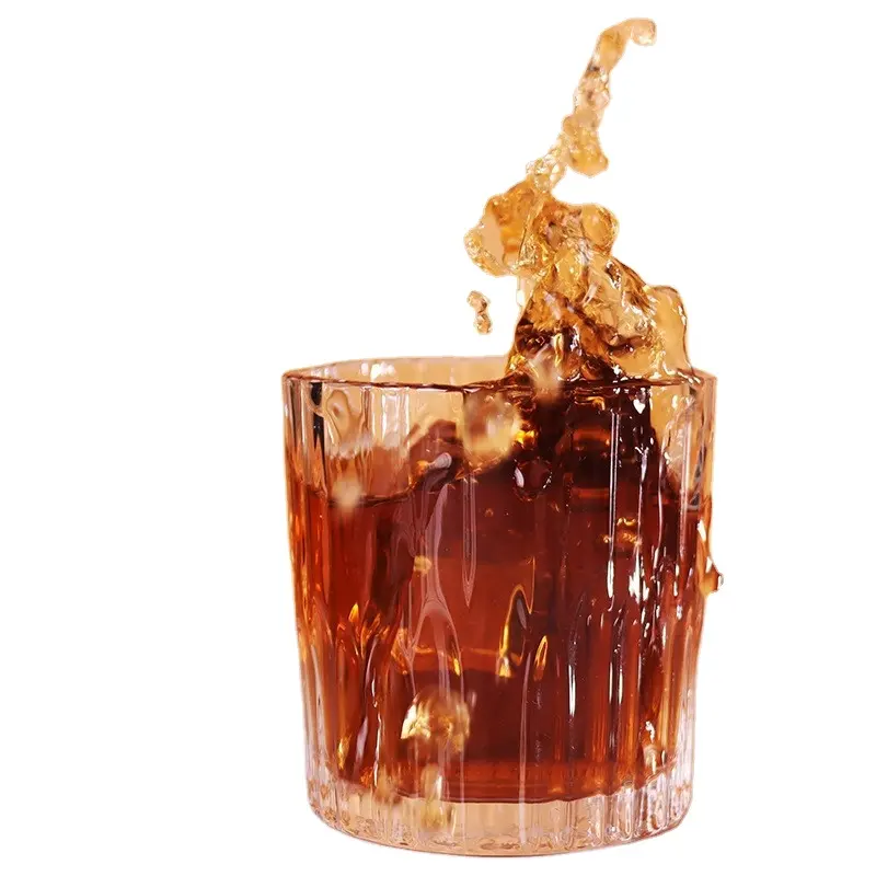 Vintage Transparent Vertical Stripe Glassware for Cocktail, Whiskey, Beer, Juice, Water, Gif