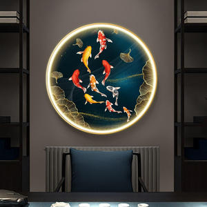 Moderno Quadro Luminoso LED in Porcellana con Motivo a <span class=keywords><strong>Pesci</strong></span>, Decorazione da Parete in Cristallo e Porcellana - Product Image 5