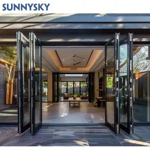 Sunnysky Aluminium exterior patio accordion glass bi folding bifold door