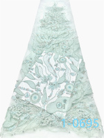 Precio de Fábrica, Novedades, Tela de Encaje Africana con Cuentas de Tul, Tela de Red para Novias, Tela de Encaje con Cuentas Pesadas para Vestido de Novia