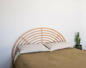 2022 lit rond en bois massif de nouvelle conception avec tête de lit en rotin meubles de lit en teck de Style traditionnel - Product Image 4