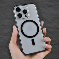 Coque de téléphone magnétique officielle anti-jaunissement et antichoc en TPU PC transparent pour iPhone 16 17 18 Pro Max, design de bouton tactile du même style