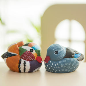 Adorno de Madera Maciza Tallada a Mano, Pájaro Pequeño con <span class=keywords><strong>Garganta</strong></span> Plateada, Regalo de Maternidad para Niños - Product Image 4