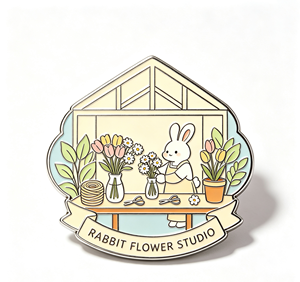 Cartoon Rabbit Flower Shop Enamel Metal <b>Pin</b> Custom Logo <b>Badge</b> Gift Decoration - Product Image 3